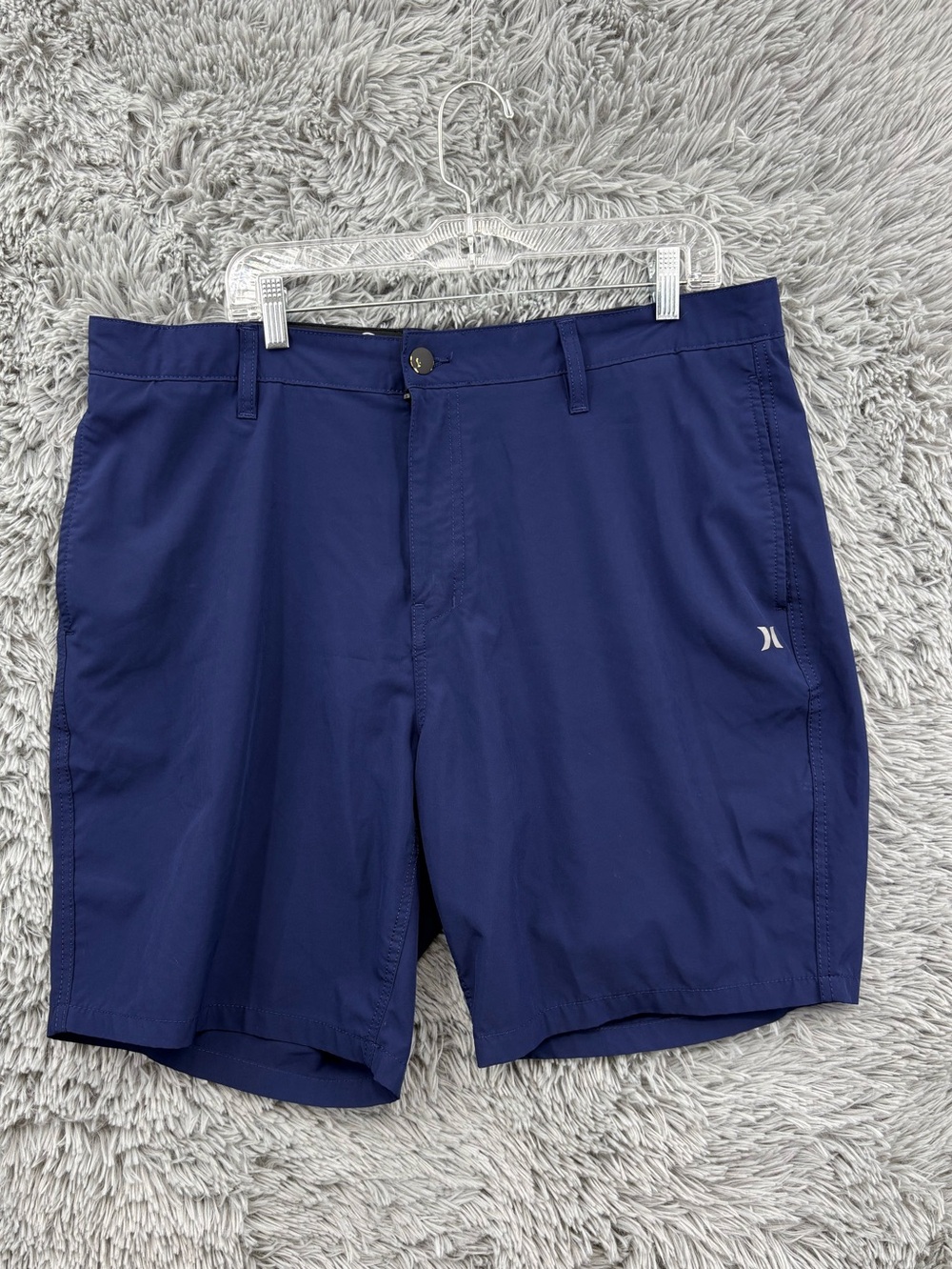 Hurley Exit Hybrid Walk Shorts Mens 40 Blue Chino Zipper Front Board Swim